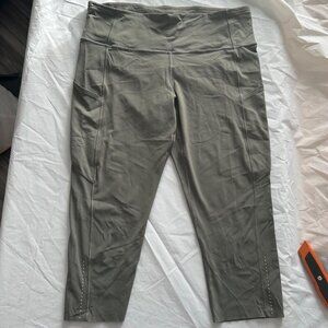 Lululemon Align High-Rise Crop Leggings 19" Women's Sz 12 Green Twill Nulu Yoga